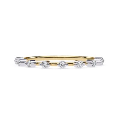 Round Space Prong Set Half Eternity Wedding Band