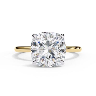 Cushion Cut Hidden Halo Engagement Ring