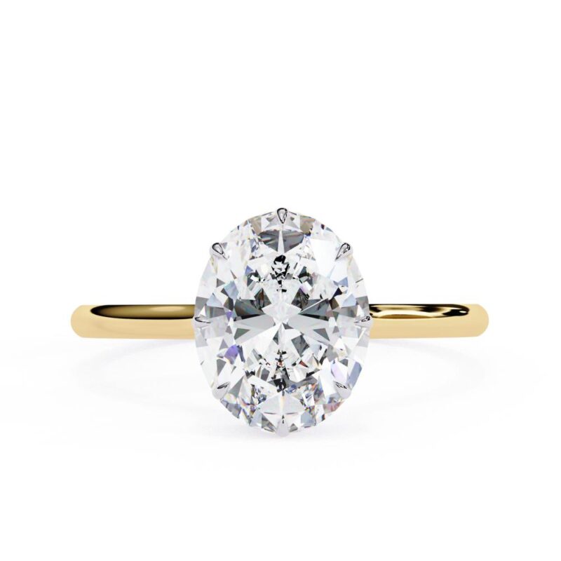 Oval Petite Pave Hidden Halo Engagement Ring