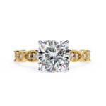 Cushion Cathedral with Milgrain Band Engagement Ring