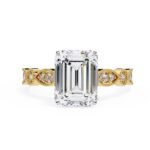 Emerald Cathedral with Milgrain Band Engagement Ring