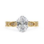 Oval Cathedral with Milgrain Band Engagement Ring