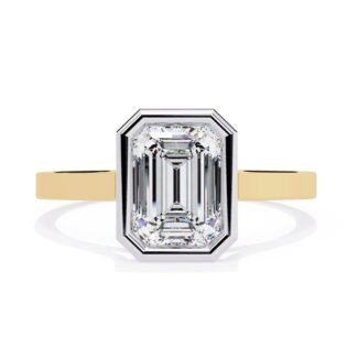 emerald cut bezel set engagement rings