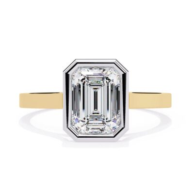 emerald cut bezel set engagement rings