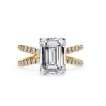 Emerald Hidden Halo With Split Shank Engagement Ring