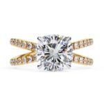 split shank cushion cut engagement ring
