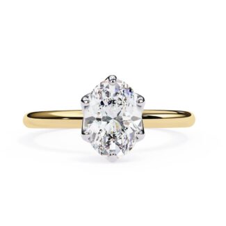 Oval Solitaire With Lotus Flower Prong Engagement Ring