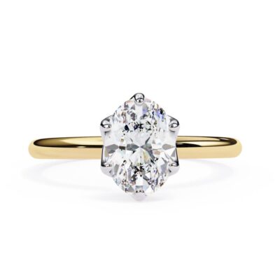 Oval Solitaire With Lotus Flower Prong Engagement Ring