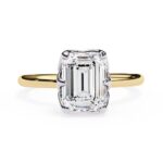 Emerald Solitaire with Lotus Flower Prong Engagement Ring