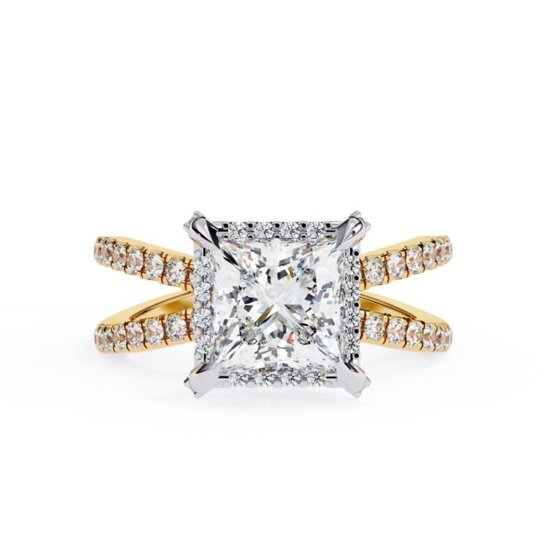 Princess Halo with Split Shank Engagement Ring