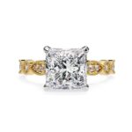 Princess Hidden Halo with Milgrain Band Engagement Ring