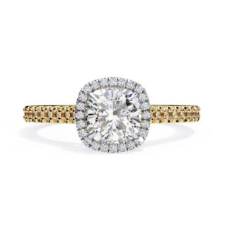 Cushion Halo with Cathedral Engagement Ring