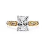 Radiant Cathedral with Traditional Milgrain Engagement Ring