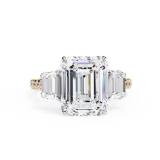 Emerald Three Stone with Accent Engagement Ring