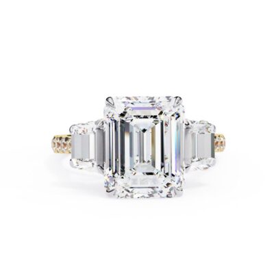 Emerald Three Stone with Accent Engagement Ring