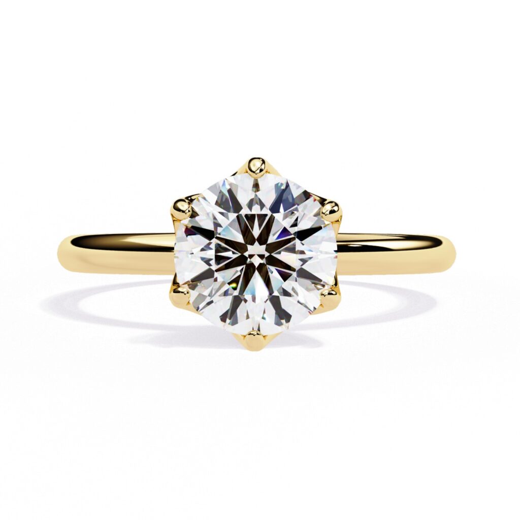 Round Solitaire with Lotus Flower Prong Engagement Ring