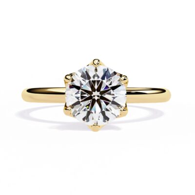 Round Solitaire with Lotus Flower Prong Engagement Ring