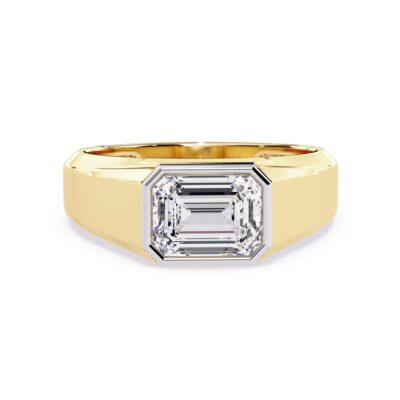 Emerald Bezel Set With Bar Set Wedding Band