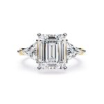 Emerald With Triangle Three Stone Engagement Ring