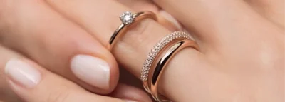eternity ring with a wedding and engagement ring