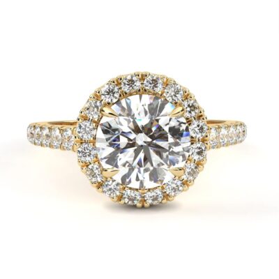 french set halo engagement ring