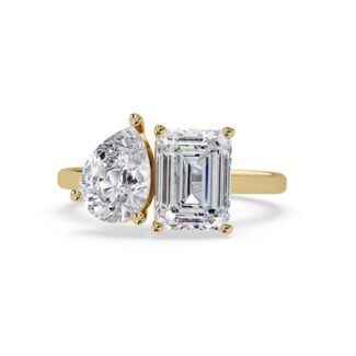 Emerald & Pear Toi Et Moi Engagement Ring