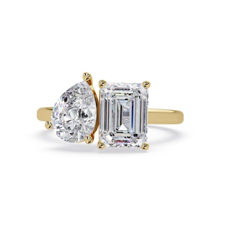 Emerald & Pear Toi Et Moi Engagement Ring