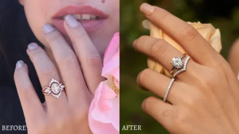 before and after repurposed engagement rings